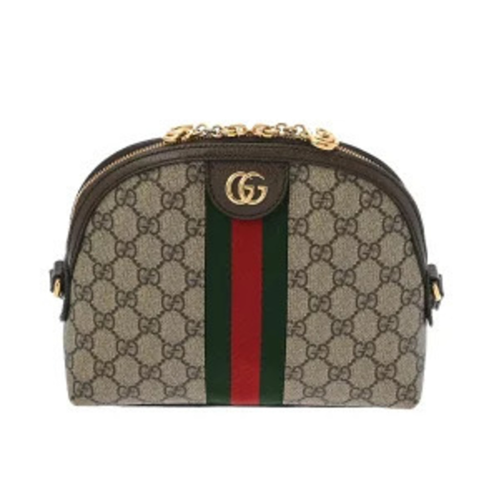 Gucci Ophidia GG Supreme Canvas Leather Shoulder Bag Beige Black